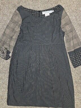 Grethchen Scott, Black & Cream Mixed-Print Shift Dress